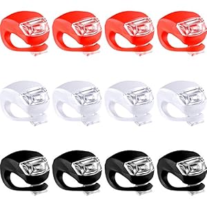 12 Pieces Bicycle Light Silicone LED Bike Light Waterproof Bike Headlight and Taillight