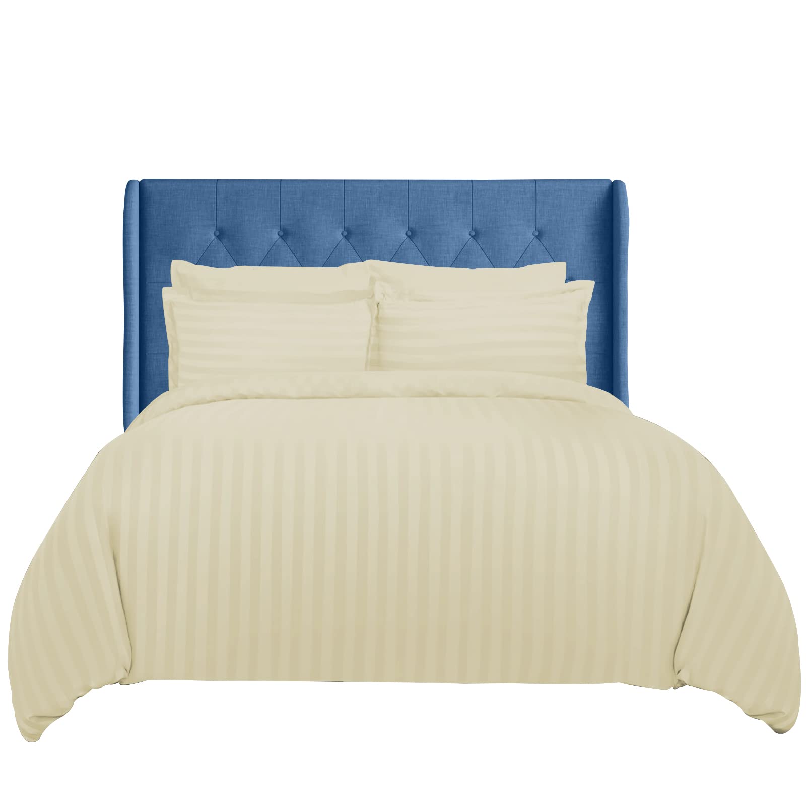 Linens World Satin Stripes Microfiber Bedding Double Bed Set - Hypoallergenic Bedding & Linen, Double Bedding Set-Washable & Anti-Wrinkle Duvet Cover (Cream)