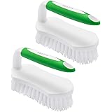 Amazer Scrub Brush Comfort Grip & Flexible Stiff Bristles Heavy Duty for Bathroom Shower Sink Carpet Floor - Pack of 2 (Green