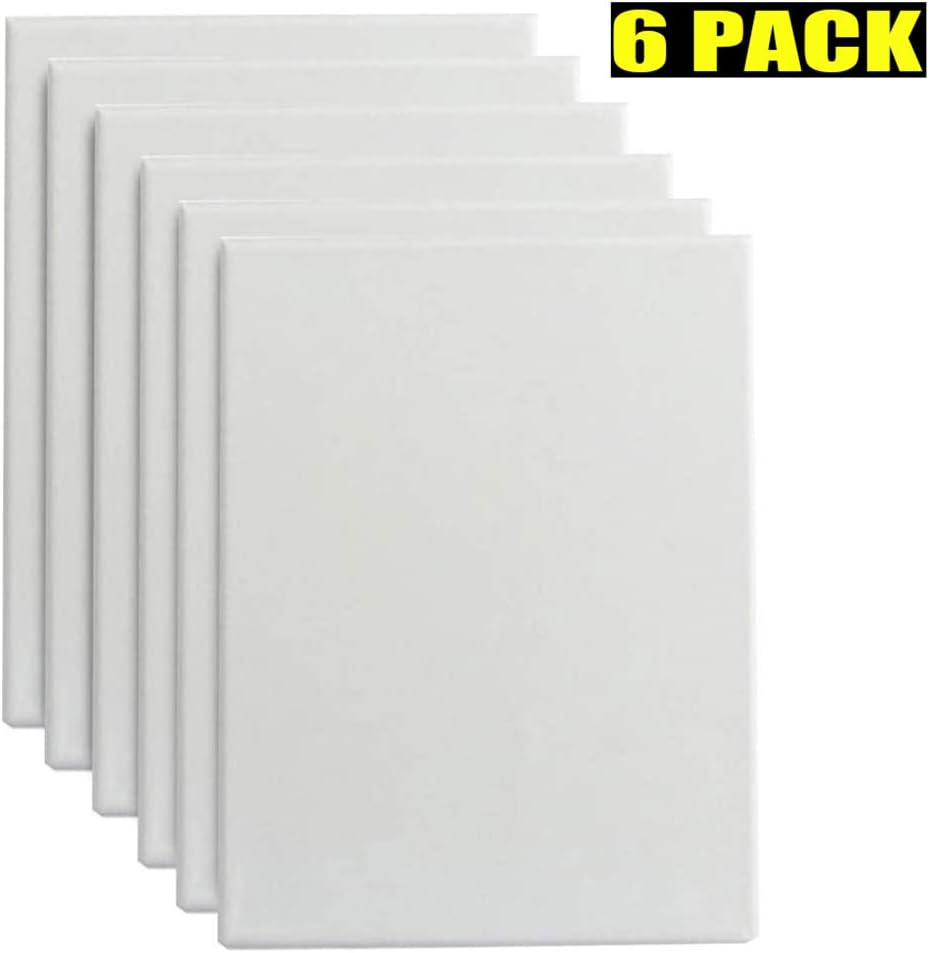 6 Set JXWL Academy Blank Canvases 30 X 40 cm Framed Stretched Double Primed Flat Artist Canvas for Painting 12 X 16 Inch