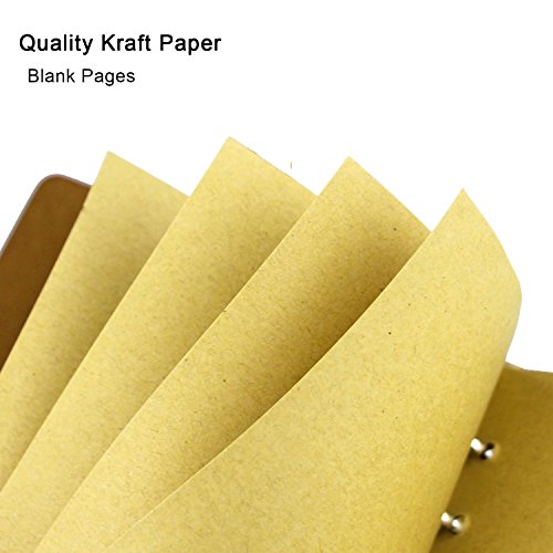 PU Leather Notebook Blank Travel Journal Refillable Writing Diary Notepad Planner Vintage Unlined Pages Binder Notes Book - A6 Size Thick Paper No Bleed Through 80 Sheets 7 x 5 Inches (Red)