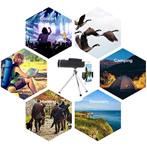 40x60 Monocular Telescope, High Power Monocular Scope with Smartphone Clip and Tripod, Waterproof Dual Focus BAK4 Prism FMC Lens, Low Night Vision for Outdoors/Bird Watching/Hunting/Camping/Travel - Thumbnail 6