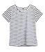MOMTUESDAYS2 Tuesdays2 Women's Round Neck Black and White Striped Short Sleeve T-Shirt ((L/US8))