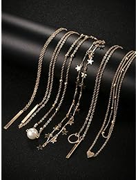 BBTO - Juego de 12 gargantillas de capas doradas con colgante de cadena ajustable para mujeres y niñas