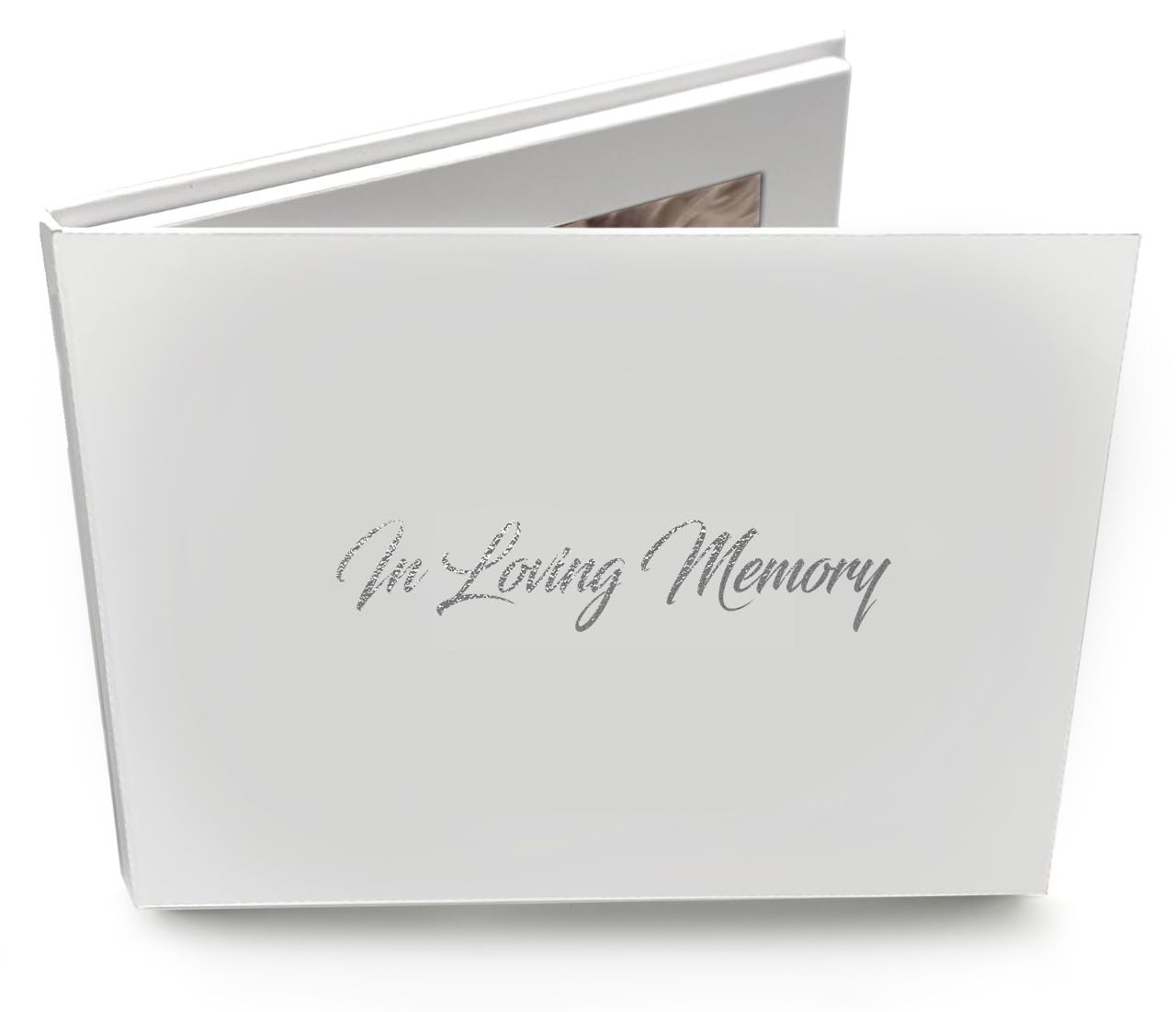 Talking Print 7" HD Video Memory Book - 'In Loving Memory' Silver Foiled on Cover - A5 Hard Backed Video Brochure - 4GB memory, allows 4 hours playtime