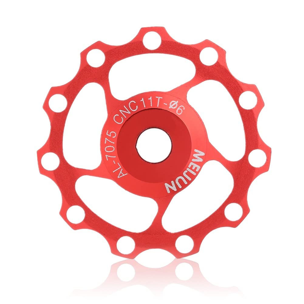 11T/13T Wheel, Aluminum Alloy Derailleur RollerBoys Rear Wheel Pulley, Bicycle Rear Derailleur Pulley for or Road Bike (13T-Red)