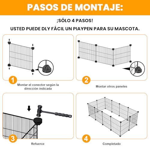 LOKOOY 12 Piezas Cifrado Valla para Mascotas, Bricolaje Corral para Mascotas de Metal con Puerta, Parque para Mascotas, Jaula Modular para Animales Pequeños, Gatito, Cachorro, Conejos, Cobayas