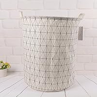 Homlifer Round Simple Print Laundry Basket, Collapsible Waterproof Fabric Laundry Hamper, Foldable Clothes Bag, Folding Washing Bin Portable Bathroom Storage Basket