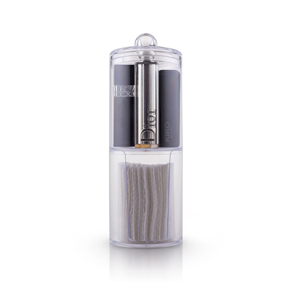 Clear Acrylic Cosmetic Display Cases & Cotton Pad Round Holder Makeup Accessories Organizer-2 Compartments