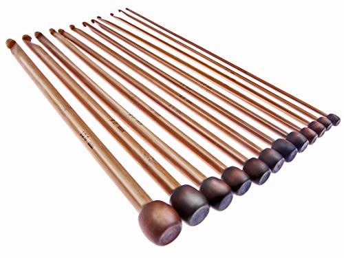 Tunisian Crochet Hooks Set Afghan Crochet Hook Tunisian Crochet Needles Bamboo 3 3.5 4 4.5 5 5.5 6 6.5 7 8 9 10 - Thumbnail 3