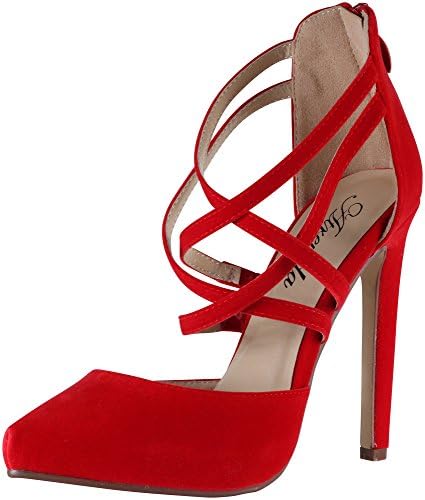 Atrevida by Golden West Joline-06 Strappy Criss-Cross Closed Toe Stiletto Heel (8.5 B(M) US, Red)