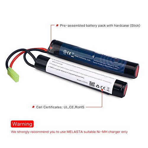 melasta 2 Pack 2/3A 9.6v 1600mAh Butterfly Nunchuck NIMH Battery Pack with Mini Tamiya Connector for Airsoft Guns - Thumbnail 3