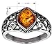 Sterling Silver Amber Marquise Shaped Ring