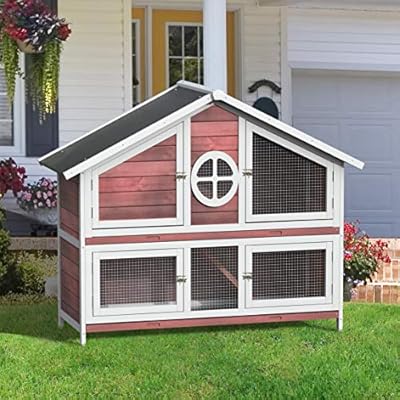 purlove rabbit hutch wood house pet cage for small animals