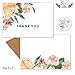 Nora's Nursery Modern Floral Blank Thank you Cards Bulk with Kraft Paper Envelopes and Stickers, Boxed Set of 40 4.5 x 6 Thank You Notes for Appreciation, Wedding and Bridal & Baby Shower,