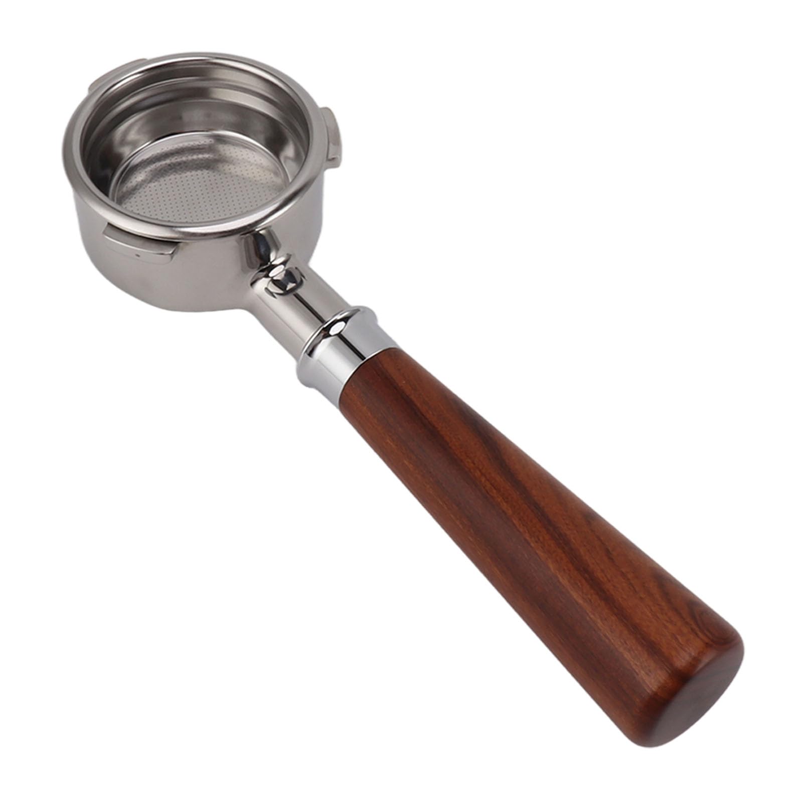 Pssopp 58mm Bottomless Portafilter, 3 Ears Design Portafilter with Solid Wood Handle for Coffee Machines (A1 Style Redwood)