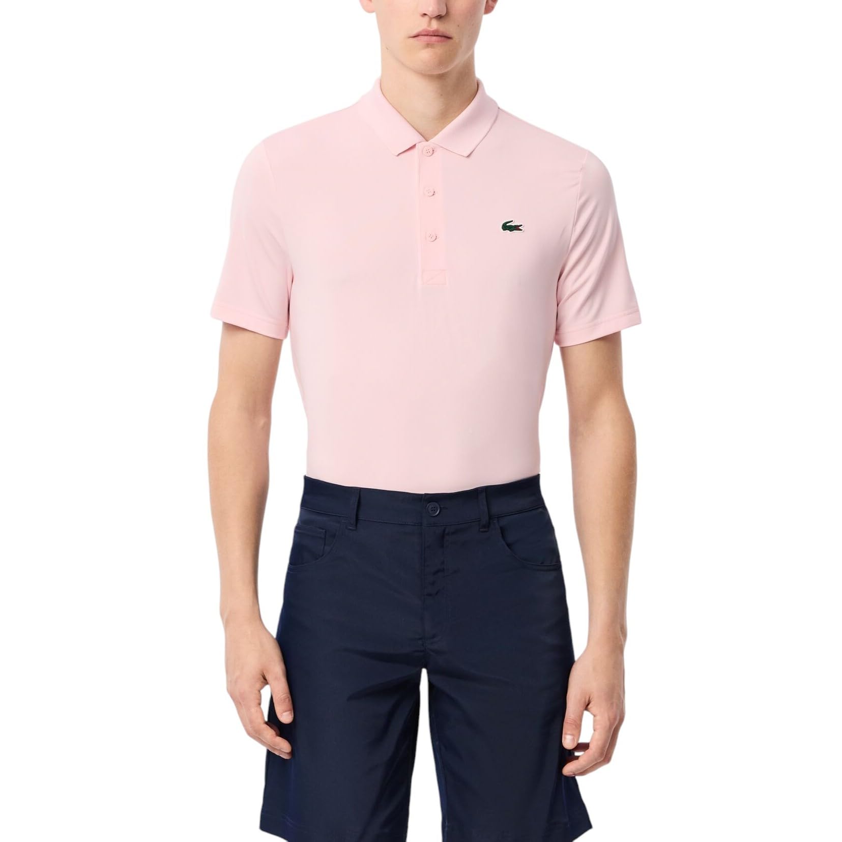 Lacoste Men’s Regular Fit UV Protect Contrast Golf Polo Shirt, Flamingo/Flamingo, Large