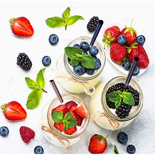 YXHZVON Bubble Tea Strohhalme Set, 5 Stück Metall Trinkhalme Breite Edelstahl Strohhalme Wiederverwendbar mit… – Bild 8