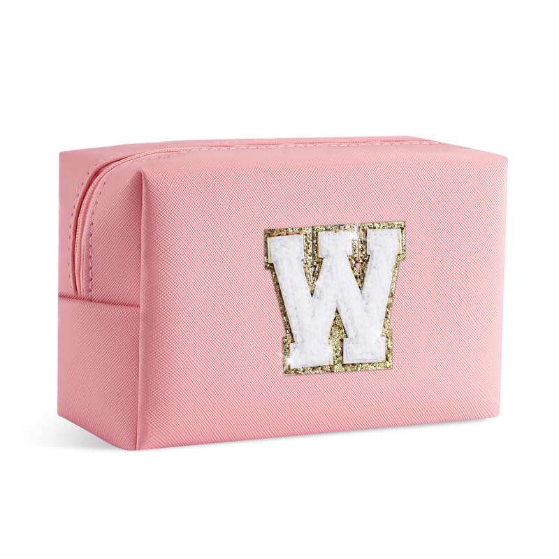 SEFORICO Small Makeup Bags for Women - Waterproof Leather Cosmetic Bag A-Z Personalized Bag Portable Travel Women's Purse Girls Gifts