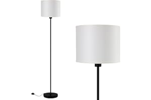 AUQUEE Floor Lamps for Living Room, Modern Standing Lamp with Bulb(12W, 2700K), White Lamp Shades, Foot Switch, Simple Pole Lamps Tall Lamp for Bedroom,Office/Living Room/Nightstand, Boho Reading Floor Lamp