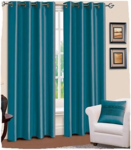 United Linens Samantha-Panel-BL Set of 2 Window Curtain Faux Silk, 38" x 84", Blue