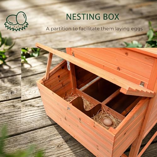 PawHut 82" Deluxe Chicken Coop Wooden Hen House with Run and Nesting Box Poultry Cage Pen for Backyard Rabbit Hutch