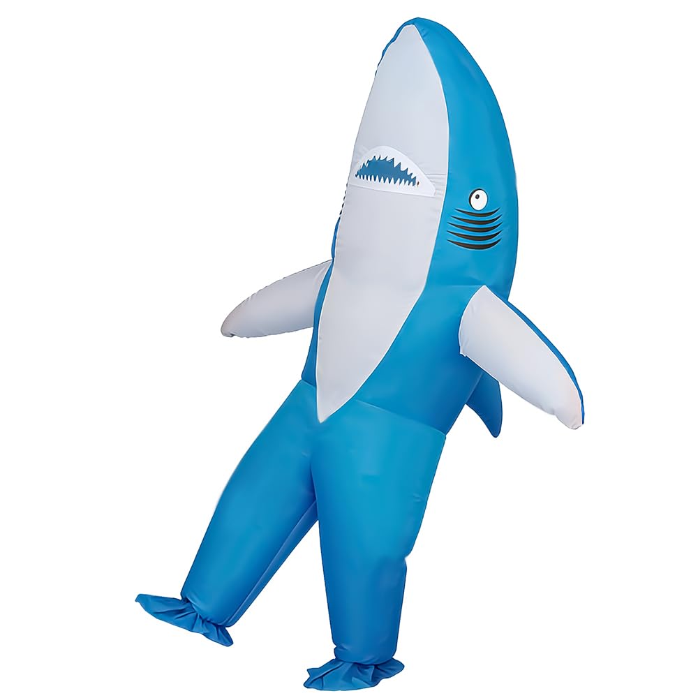 Rafalacy Adult Inflatable Shark Costume Funny Blow Up Shark Costume Fancy Dress Outfit for Halloween Party