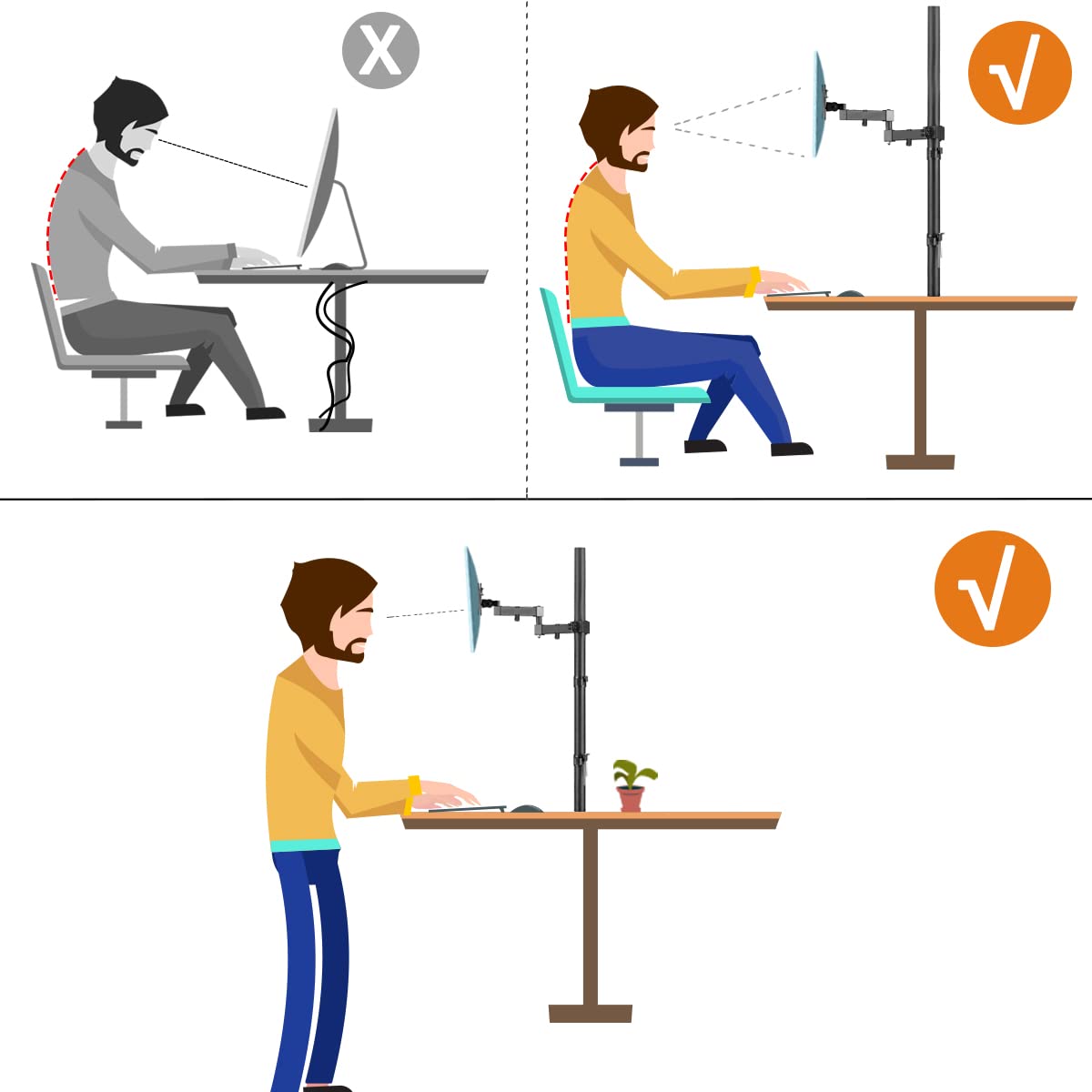 Bracwiser Enkele Volledig Verstelbare Monitorarm Stand Mount voor Monitor Computerscherm 13 15 17 19 20 22 23 24 26 27 30 32 inch VESA 75100 MD7421