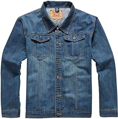 ATOUR Men's Big&amp;Tall Denim Trucker Jacket Plus Size Regular Fit Blue 6XL