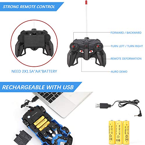 FIGROL Transform Car Robot, Robot Deformation Car Model Toy for Children, Transforming Robot Remote Control Car with One Button Transformation,360 Speed Drifting 1:18 Scale - Thumbnail 4