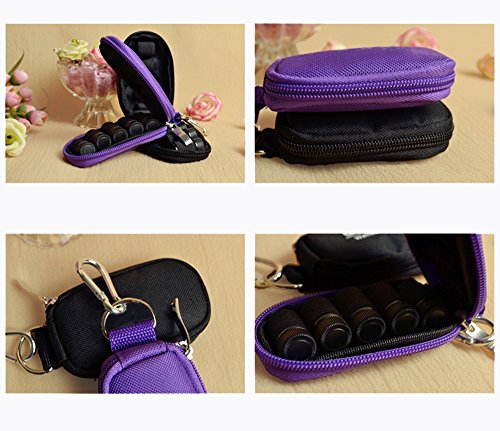 Keychain Essential Oil Carrying Case Holds 10 Bottles 2ml&3ml for Travel or Home Storage Shockproof Padded Thick Foam Inside with Six Colors(Purple)