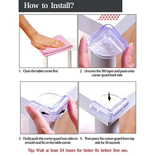 Baby Proofing Clear Corner Guards, 16 PCS Child Safety Table Corner Protectors Transparent, VIVIEU Anti-Collision Furniture Table Bumpers for Kids, Prevent from Head Injury and Bruises - Thumbnail 6