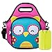 Itzi Bitzi Pink Owl Neoprene Children's Lunch Bag Kids Tote Toddler Backpack with Shoulder Strap, Ice Pack Brick & ID Name Tag - 11.8