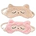 Ayygiftideas Cartoon Owl Sleeping Mask Soft Plush Eye Mask Blindfold Cover for Sleeping Traveling (Pink)
