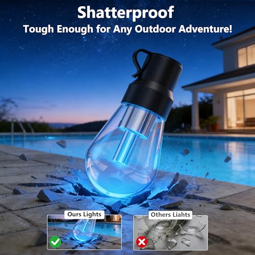 Outdoor String Lights 150FT, RGB+IC Outside Light Dimmable Shatterproof LED Bulbs, IP67 Waterproof Chasing Effect Lighting DreamColor Patio Strip Lights for Backyard, Balcony Outdoor Living