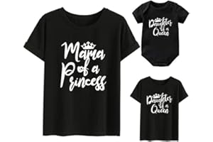 GOURD DOLL Mother & Daughter Matching T-Shirts Set Mom & Baby Girl Bodysuit & Women Tee Shirt Mommy & Me Matching Outfits