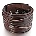 INBLUE Men's Alloy Genuine Leather Bracelet Bangle Cuff Brown Silver Tone Black White Adjustable