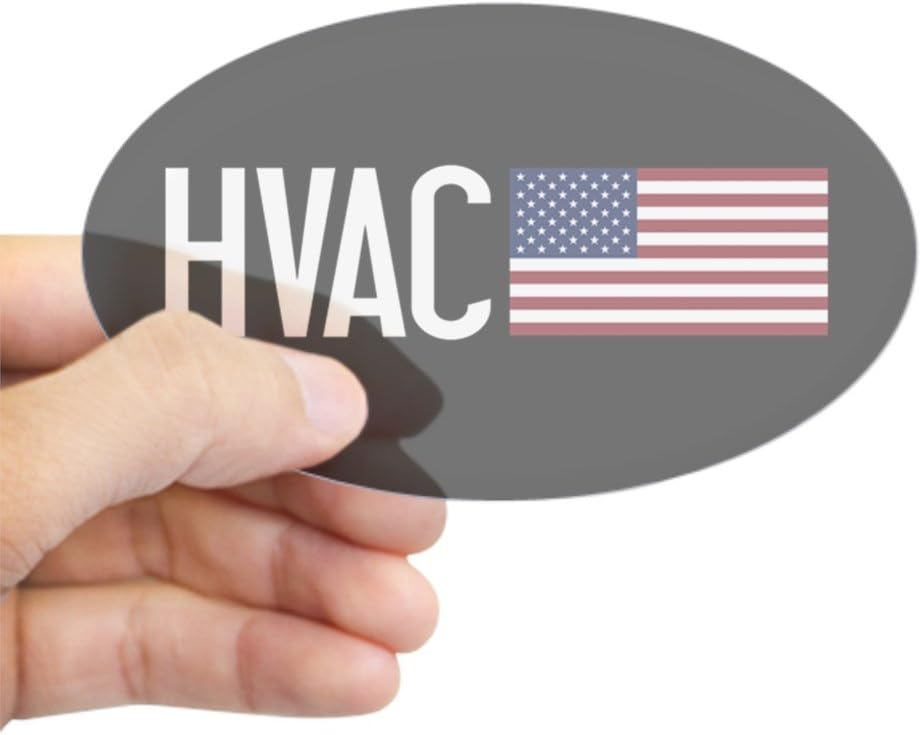 CafePress HVAC HVAC & American Flag Oval Bumper Sticker