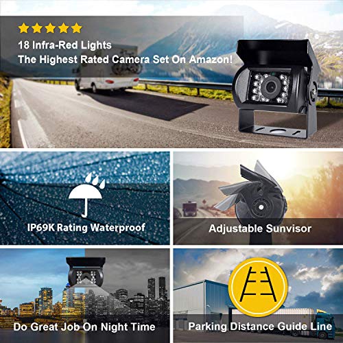 Backup Camera and Car 7 Inch Monitor Screen Waterproof Rear View Rearview Backing Parking Reversing Reverse Camera for Truck/Trailer/Pickups/RV When Reversing Parking to Avoid Blind Area eRapta ER01
