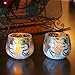 Home-X Snowmen Candleholders. Crackle Glass Candle Holders. Set of 2