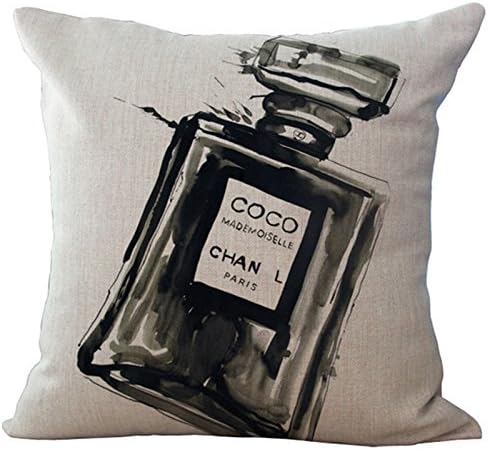 Throw Pillow Coco Pillow Cover Decorative Pillow Black Pillow Beige Pillow Fashion Pillow Home Decor Throw Pillowcase Couture Perfume