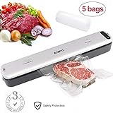 Vacuum Sealer ACRATO Food Packing Machine with Hose Automatic Vacuum Air Sealing System Plus 5pcs FREE Sealer Bags for Kitchen Dry & Moist Food Preservation and Compact Clothing Jewelry