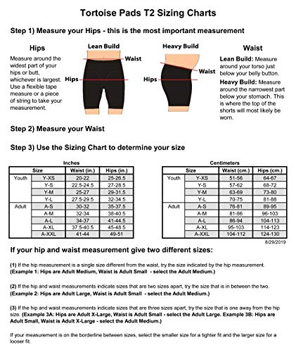 Tortoise Pads T2 High Impact Protection Padded Shorts with Dual Density EVA Foam (Youth X-Small)
