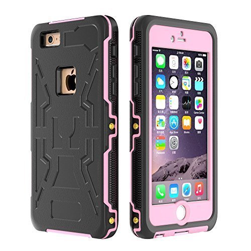 iPhone 6S Waterproof Case, iThrough iPhone 6 Waterproof Case, Dust Proof, Snow Proof, Shock Proof, Heavy Duty Full Body Protective Carrying Case, Hard Bumper Cover for iPhone 6S, iPhone 6 (Pink)