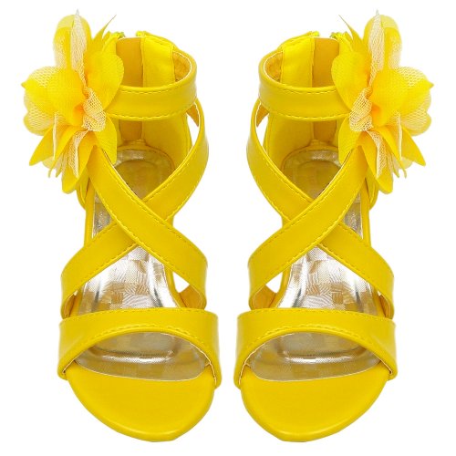 Kids Dress Sandals Strappy Patent Leather Flower High Heel Kids Dress Sandals Strappy Patent Leather Flower High Heel