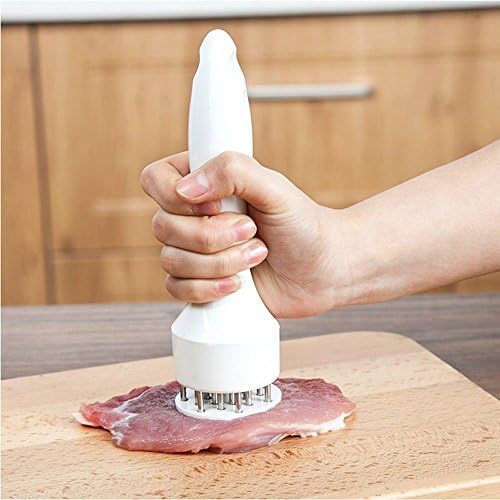 Meat Tenderizer Sharp Needle Manual Steak Hammer For Tenderizing Steak Pork Veal &amp; Poultry in Kitchen - Make a Difference in Tenderness - 100% DISHWASHER SAFE(10.4 inch) White