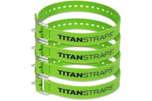 TITANSTRAPS Titan Industrial Straps – Strong & Simple Tie-Downs for Construction (Welders, DIY Home) & 1st Responders – 3 Year Warranty, Batch Tested – 70 lb. Working Load, 25" Length, Lime Green, 4-Pack