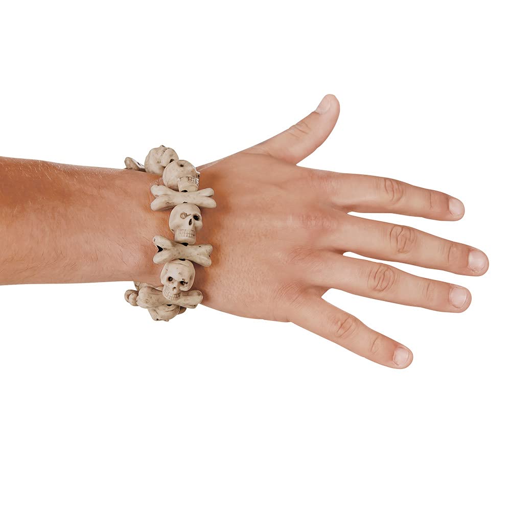 Boland Skull and Bones Bracelet – One Size, White Rubber Accessory for Pirate Costumes, Halloween or theme parties