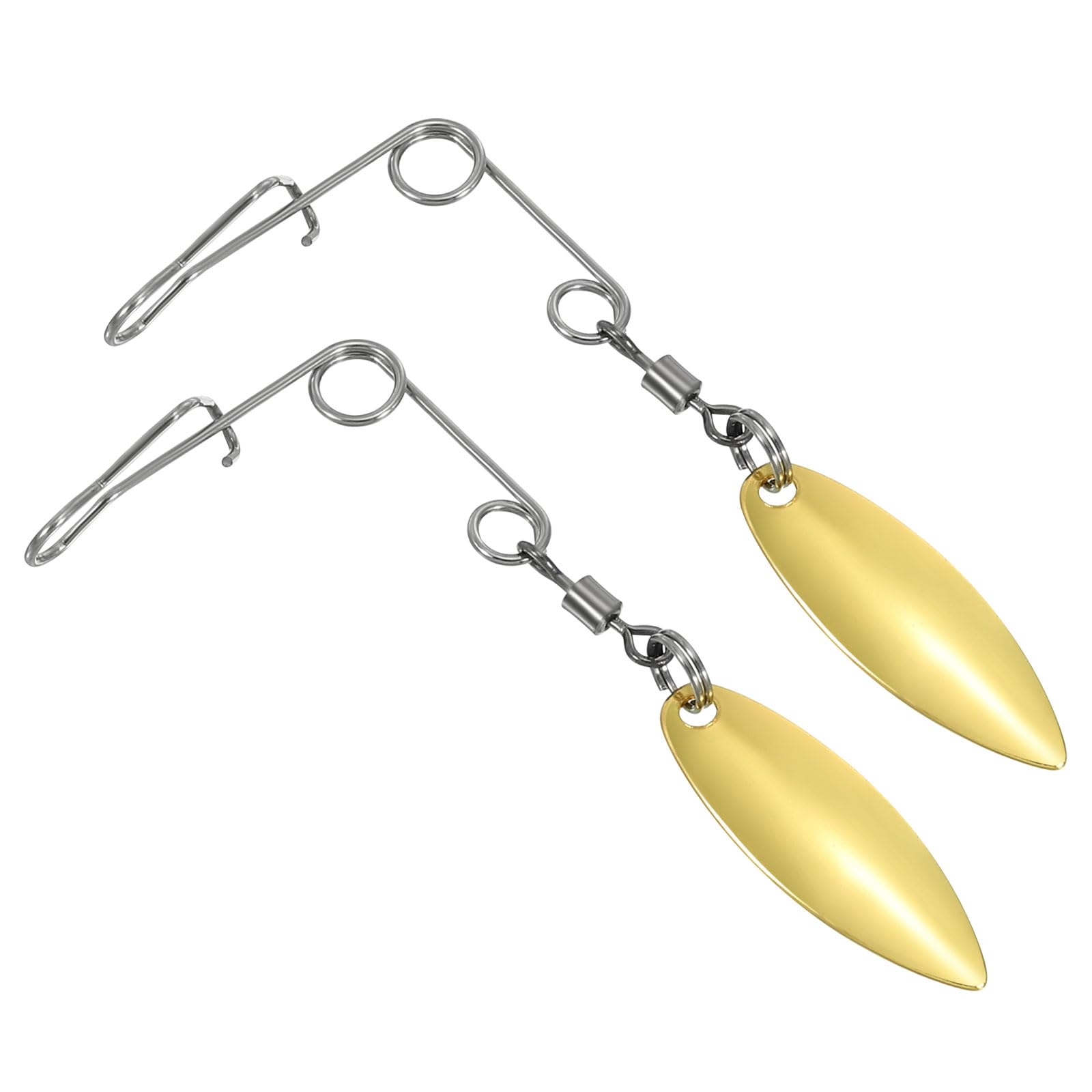 PATIKIL Fishing Spinnerbait Wire with Blade, 30Pcs Lure Making Supplies for Bass Fishing, Small-sized Willow Leaf, Gold Tone