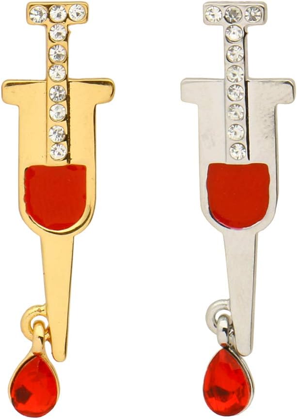 hanreshe Syringe Pins 2 Pieces Nurse Doctor Graduating Student Gift Brooch Medical Jewelry Accessories Women Enamel Pins